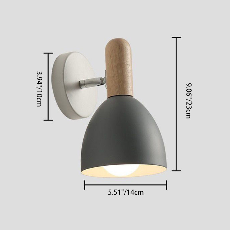 Iron Wood Dome Cup Wall Lamp