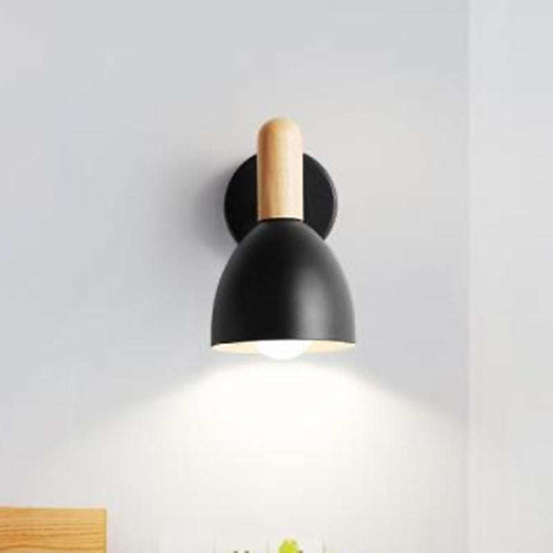 Iron Wood Dome Cup Wall Lamp