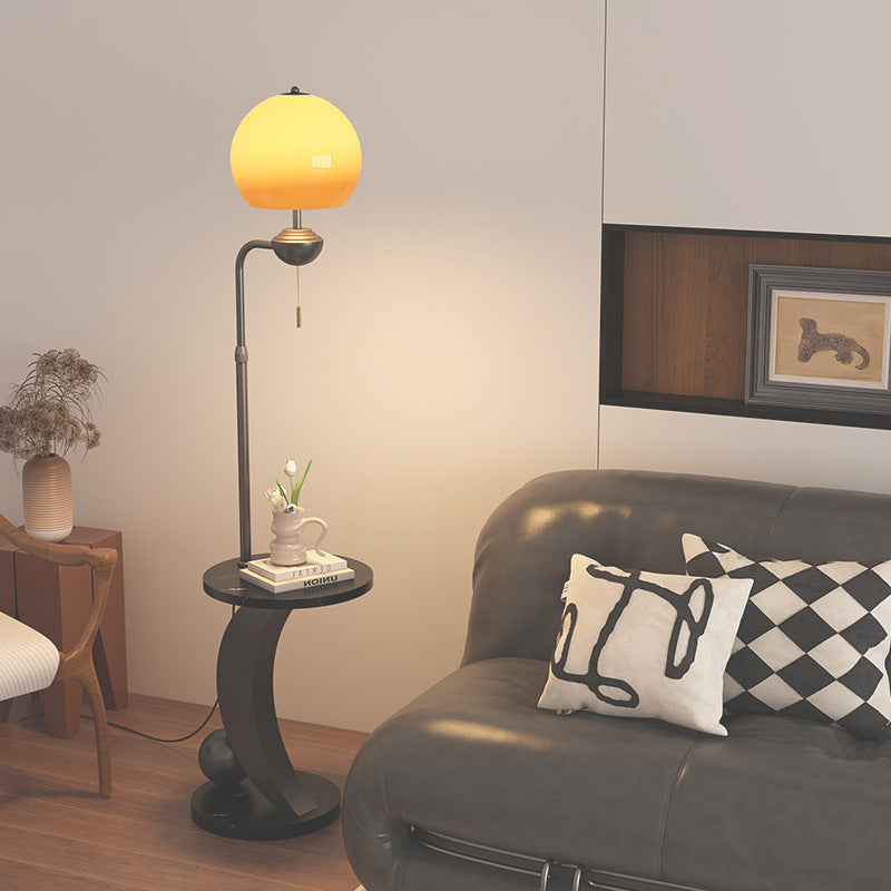 Iron Glass Resin Round Floor Lamp