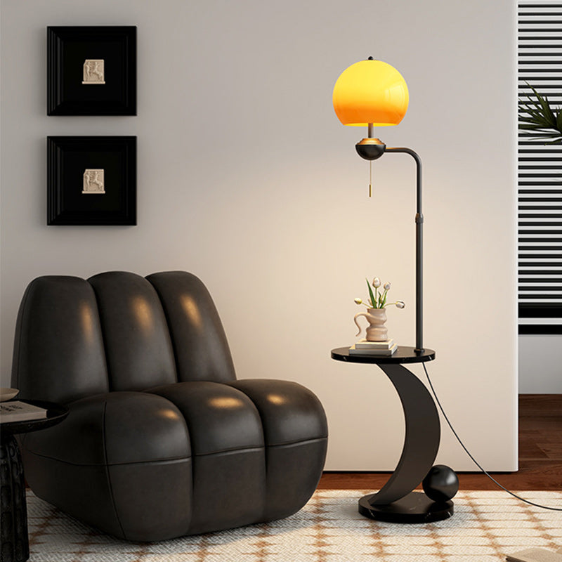 Iron Glass Resin Round Floor Lamp