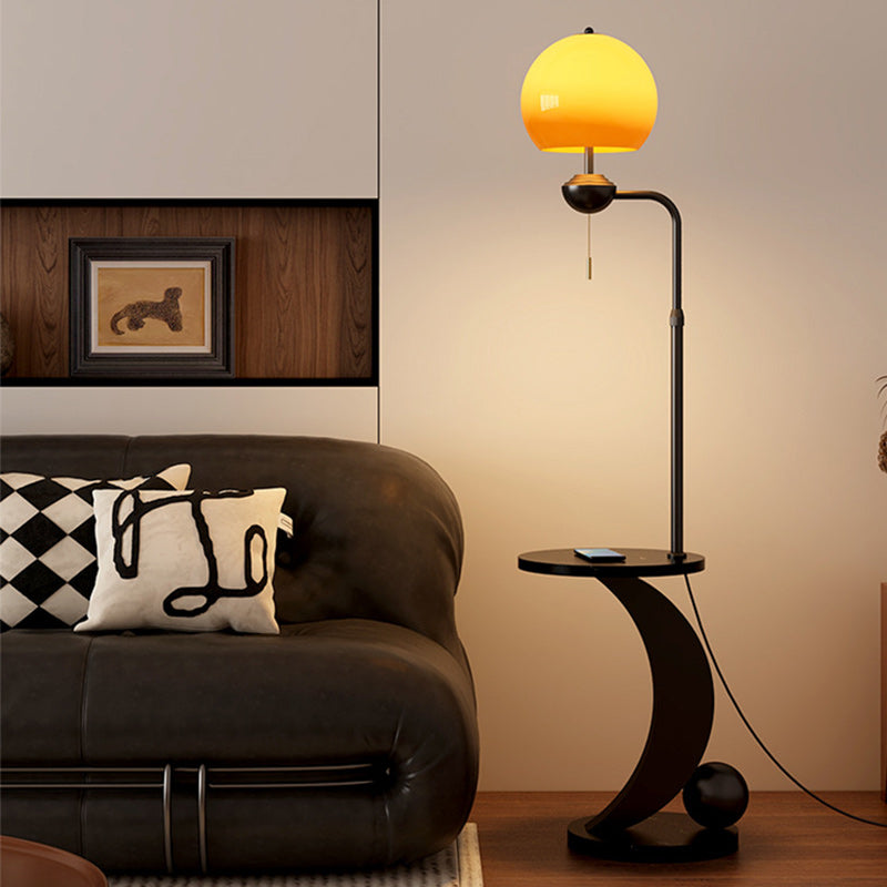 Iron Glass Resin Round Floor Lamp