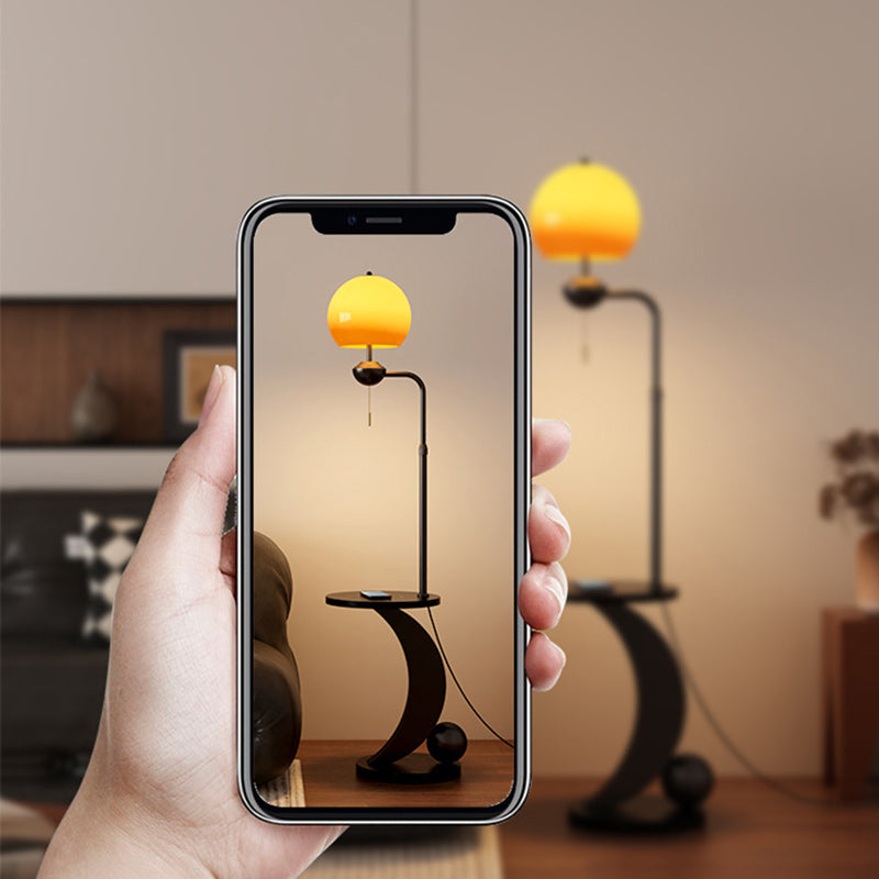 Iron Glass Resin Round Floor Lamp