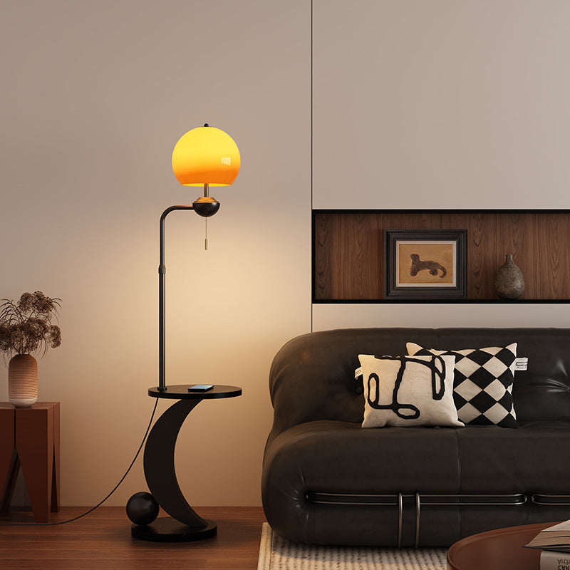 Iron Glass Resin Round Floor Lamp