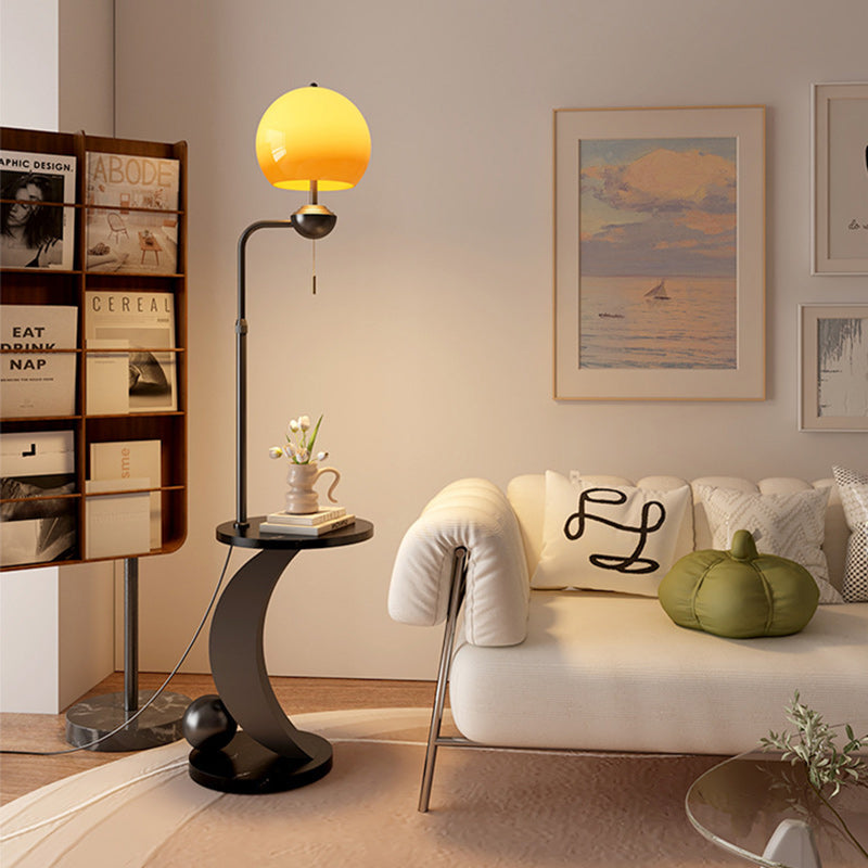 Iron Glass Resin Round Floor Lamp