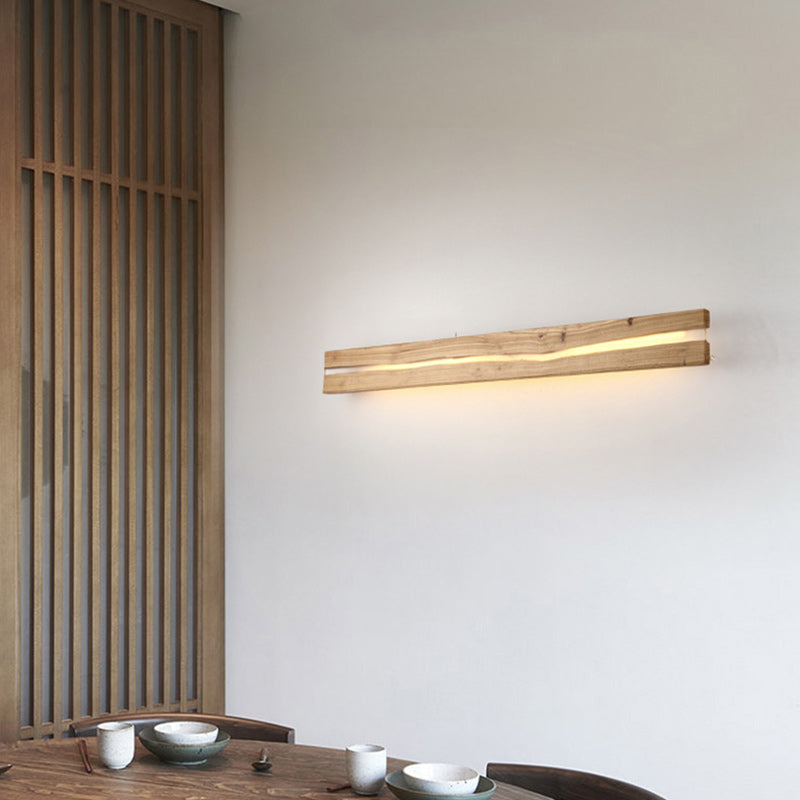 Wood Resin Rectangular Cracked Wall Lamp