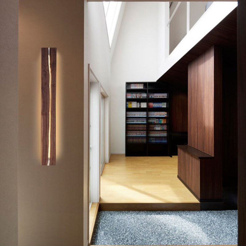 Wood Resin Rectangular Cracked Wall Lamp