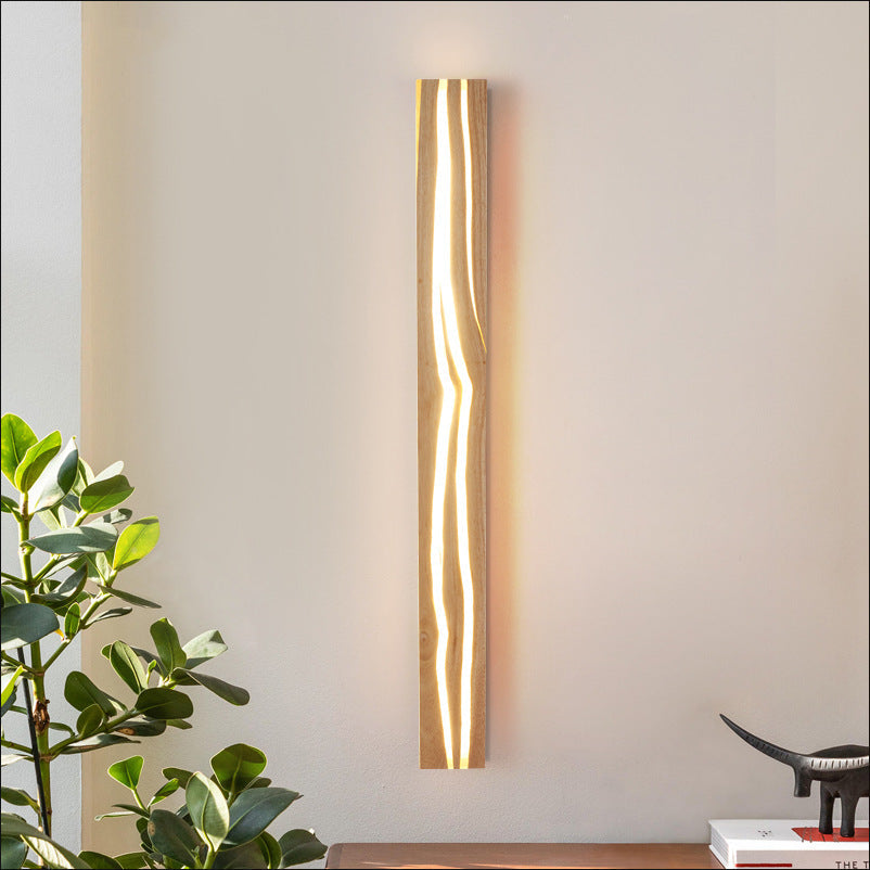 Wood Resin Rectangular Cracked Wall Lamp