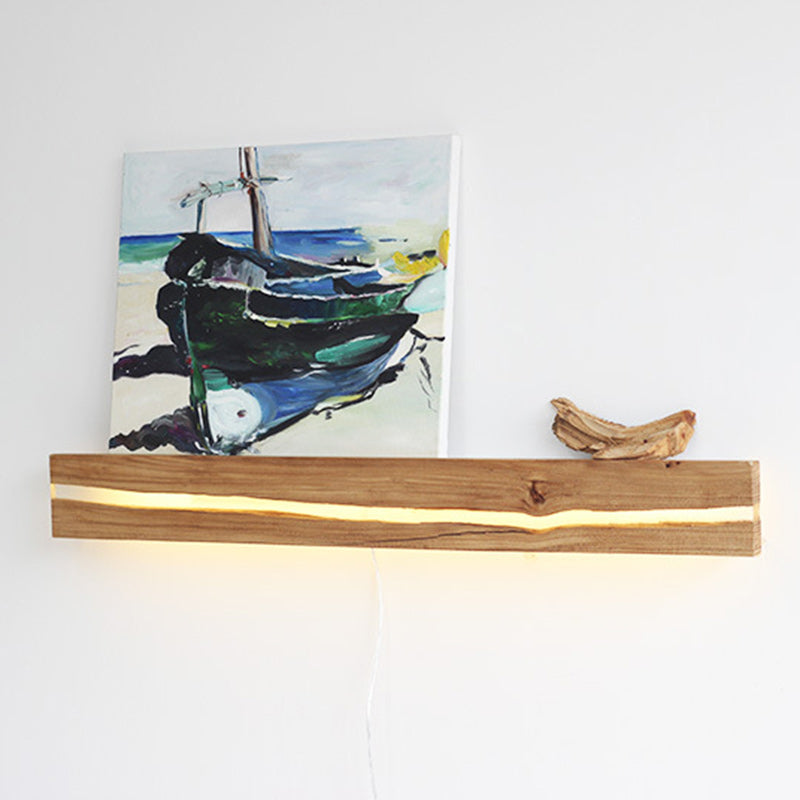Wood Resin Rectangular Cracked Wall Lamp