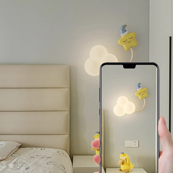 Iron Plastic Cloud-Shaped Bedroom Wall Lamp
