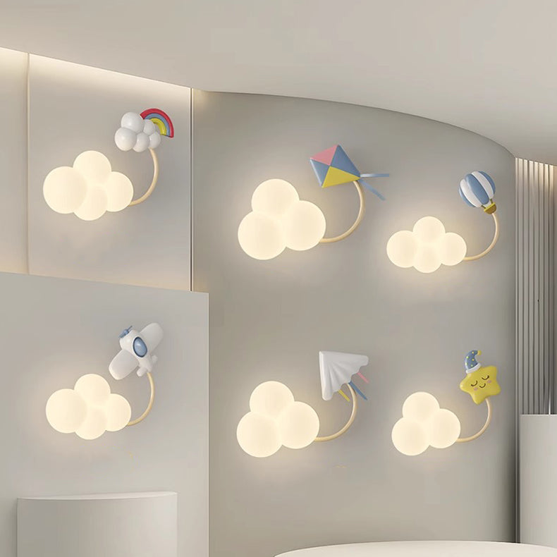 Iron Plastic Cloud-Shaped Bedroom Wall Lamp