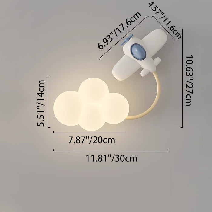Iron Plastic Cloud-Shaped Bedroom Wall Lamp
