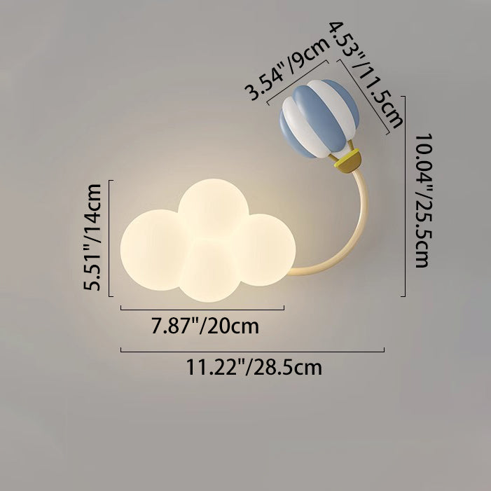 Iron Plastic Cloud-Shaped Bedroom Wall Lamp
