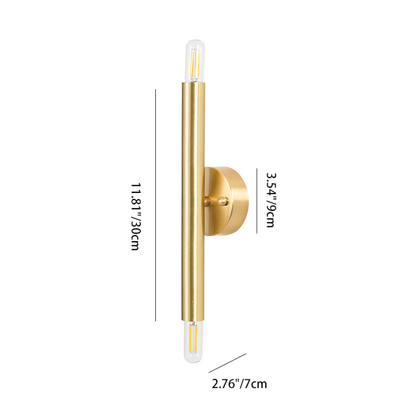 Brass Cylindrical Up Down 2-Light Wall Lamp