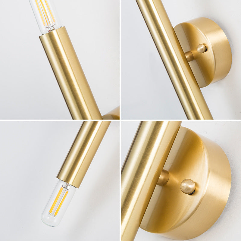 Brass Cylindrical Up Down 2-Light Wall Lamp