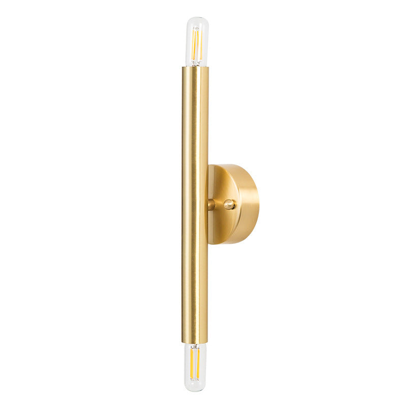 Brass Cylindrical Up Down 2-Light Wall Lamp