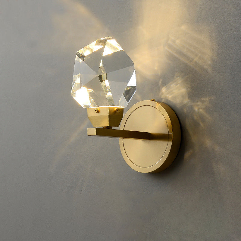 Brass Irregular Crystal Bedroom Wall Lamp