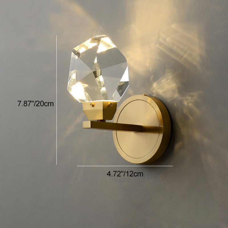 Brass Irregular Crystal Bedroom Wall Lamp