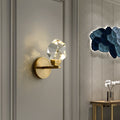 Brass Irregular Crystal Bedroom Wall Lamp