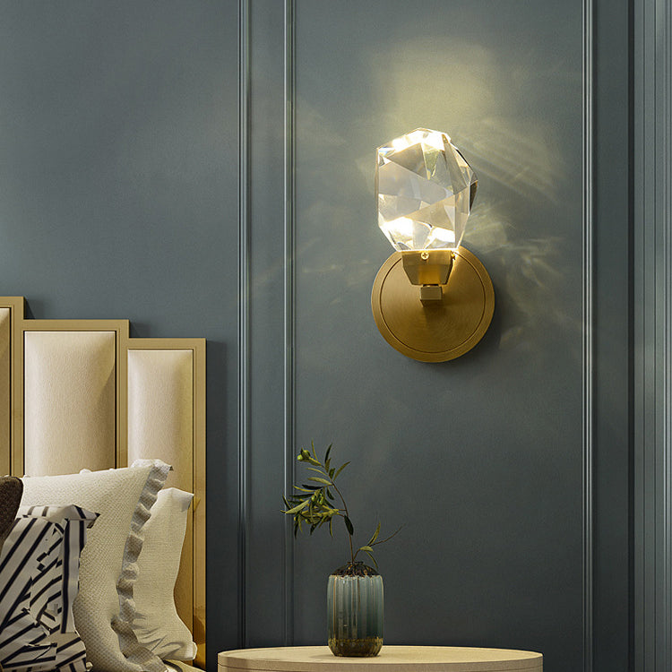 Brass Irregular Crystal Bedroom Wall Lamp