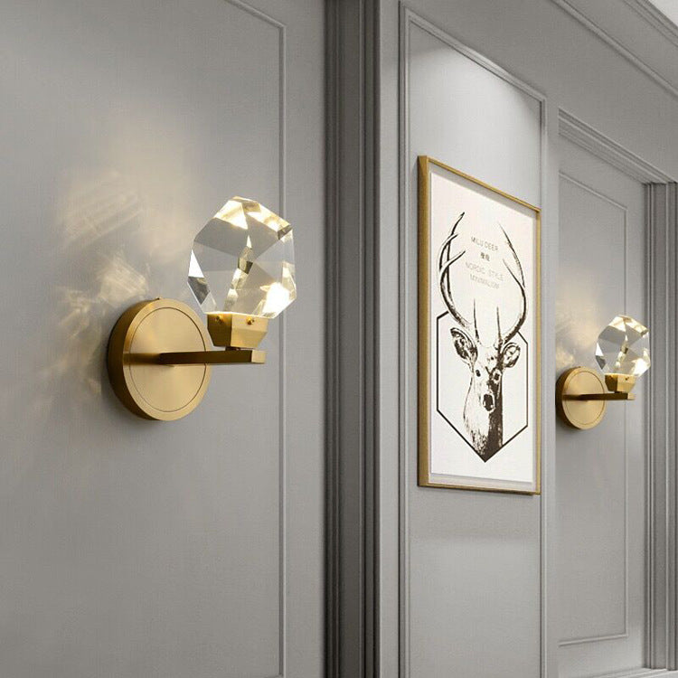 Brass Irregular Crystal Bedroom Wall Lamp