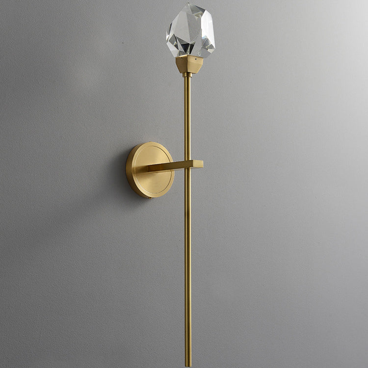 Brass Rod Irregular Crystal Wall Lamp