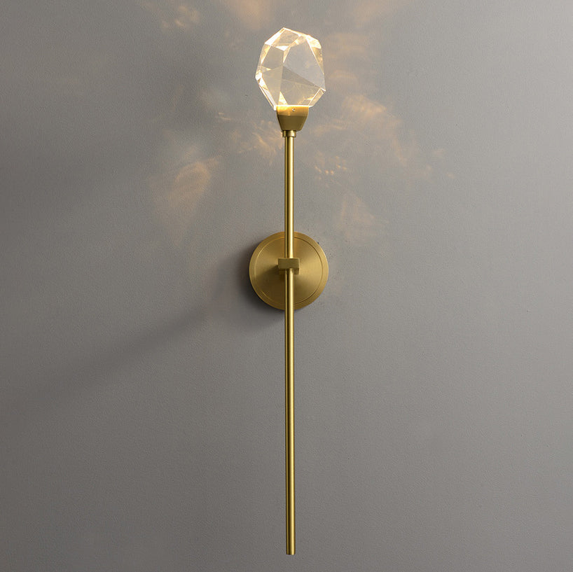 Brass Rod Irregular Crystal Wall Lamp