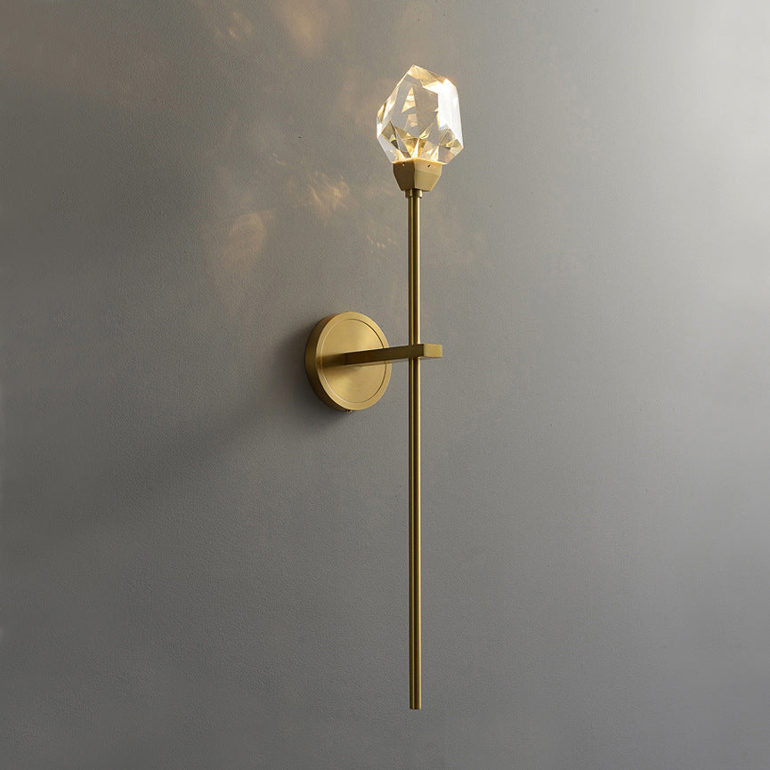 Brass Rod Irregular Crystal Wall Lamp