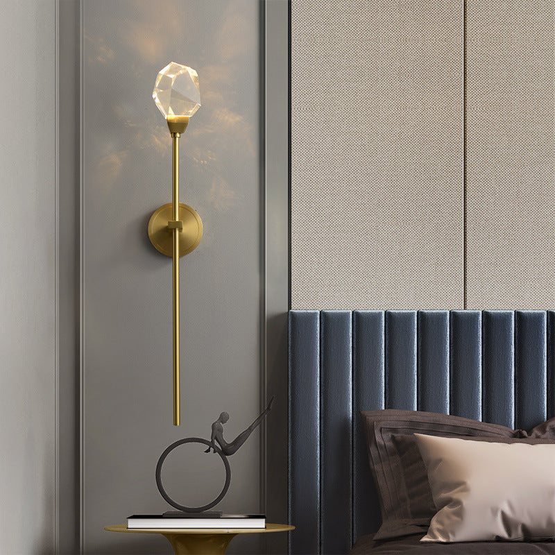 Brass Rod Irregular Crystal Wall Lamp