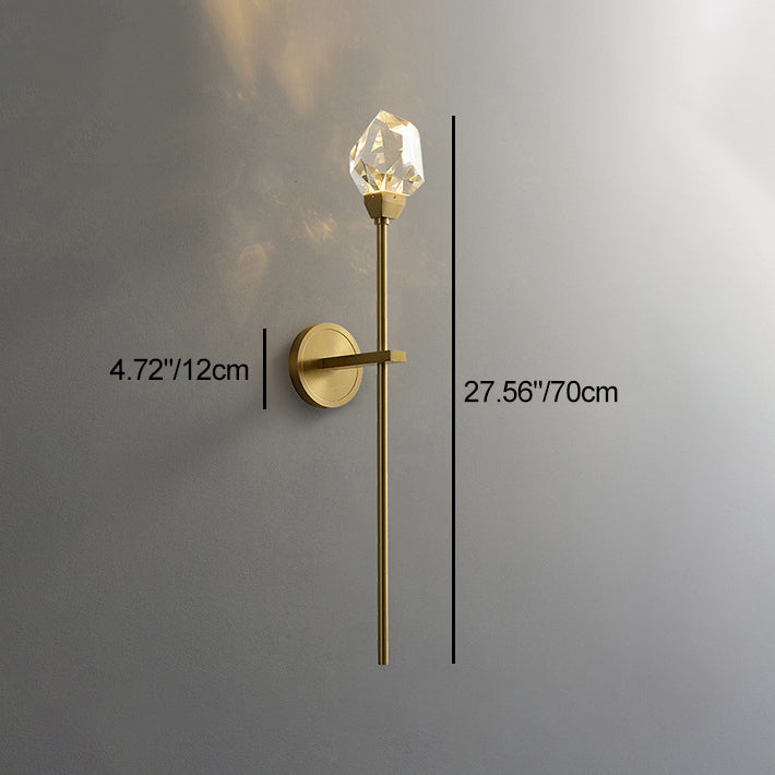 Brass Rod Irregular Crystal Wall Lamp