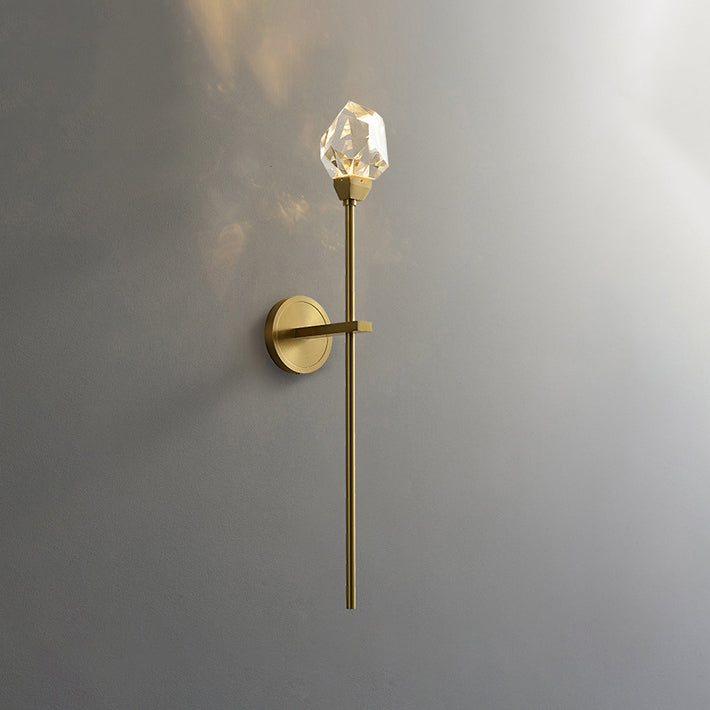 Brass Rod Irregular Crystal Wall Lamp