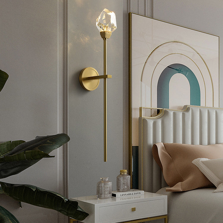 Brass Rod Irregular Crystal Wall Lamp