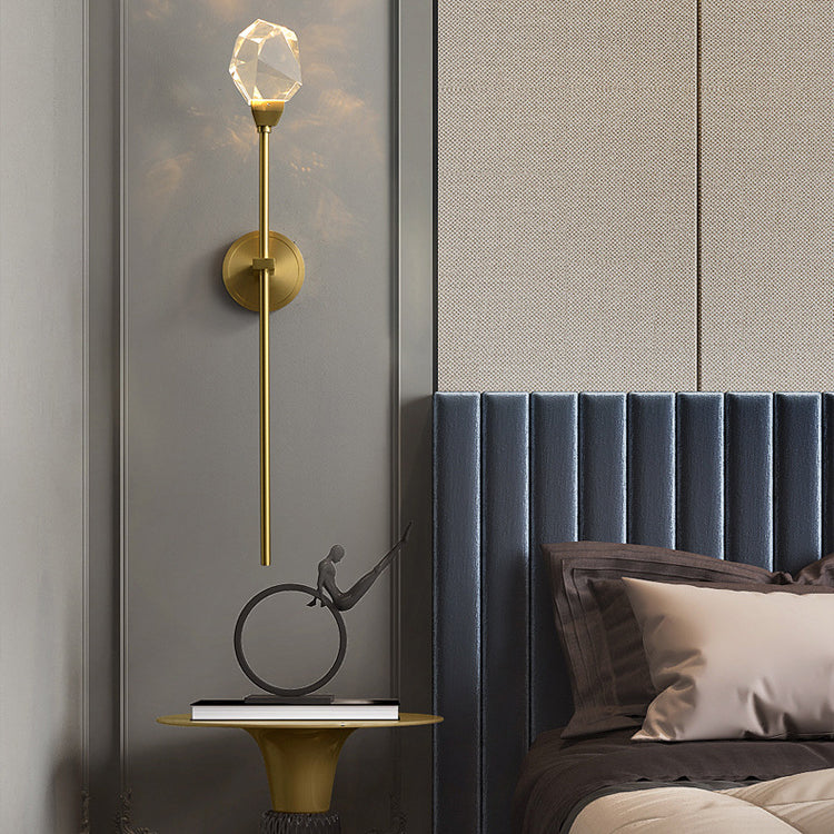 Brass Rod Irregular Crystal Wall Lamp
