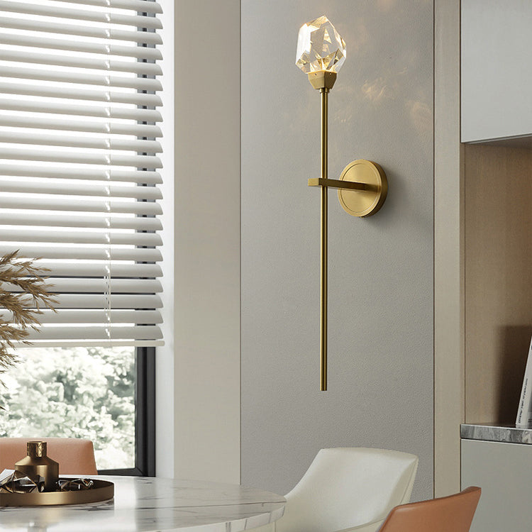 Brass Rod Irregular Crystal Wall Lamp