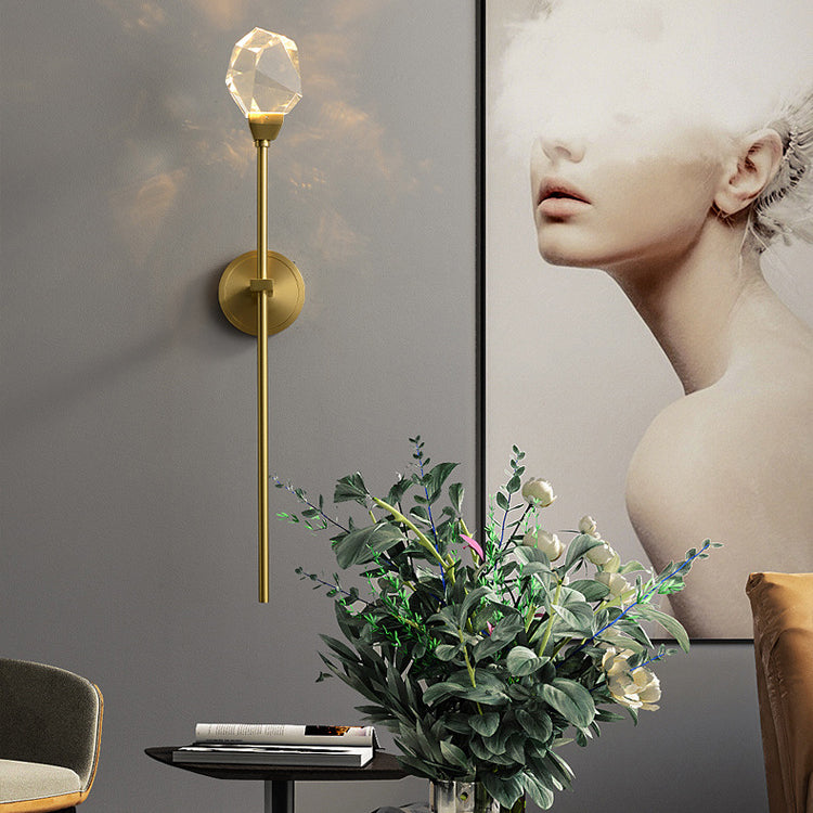 Brass Rod Irregular Crystal Wall Lamp