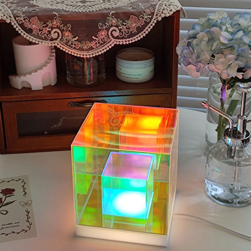 Acrylic Multicolor Diamond Cube Table Lamp
