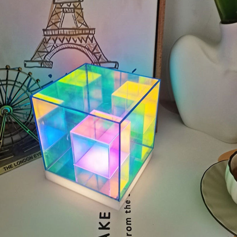 Acrylic Multicolor Diamond Cube Table Lamp