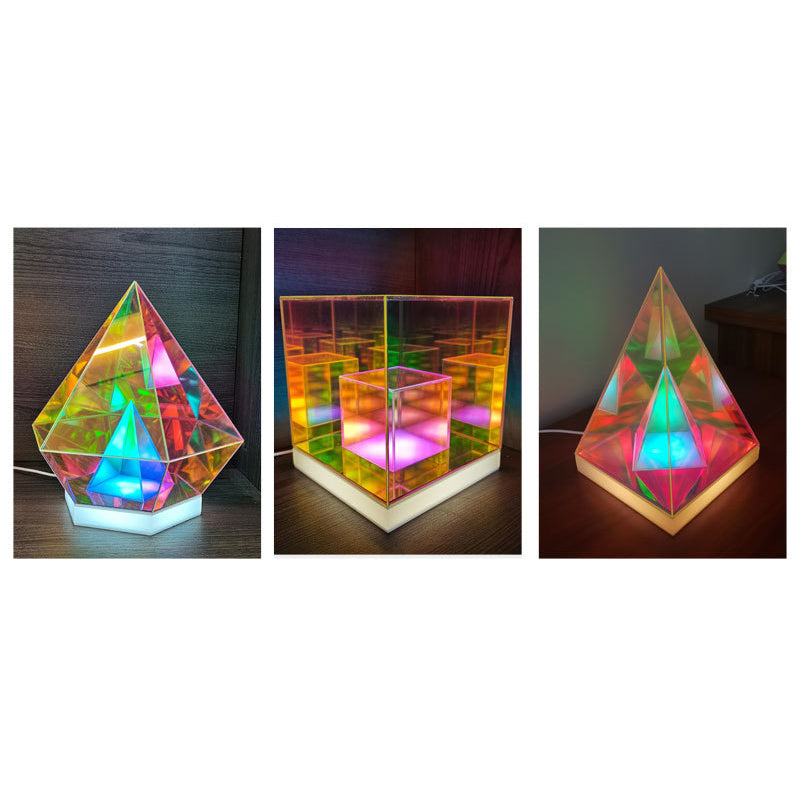 Acrylic Multicolor Diamond Cube Table Lamp