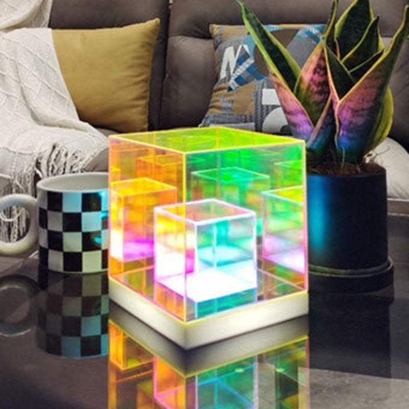 Acrylic Multicolor Diamond Cube Table Lamp