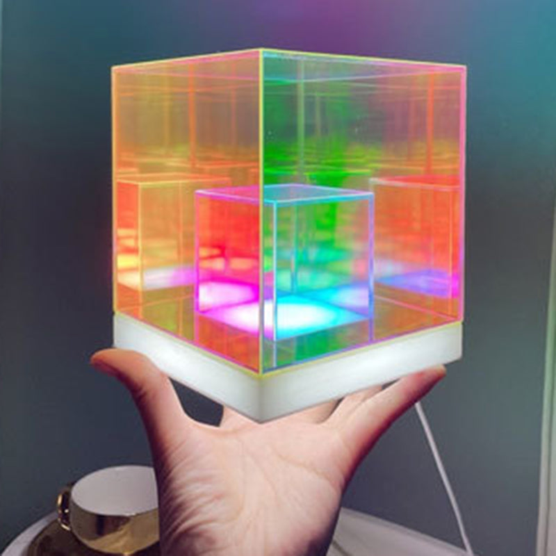 Acrylic Multicolor Diamond Cube Table Lamp