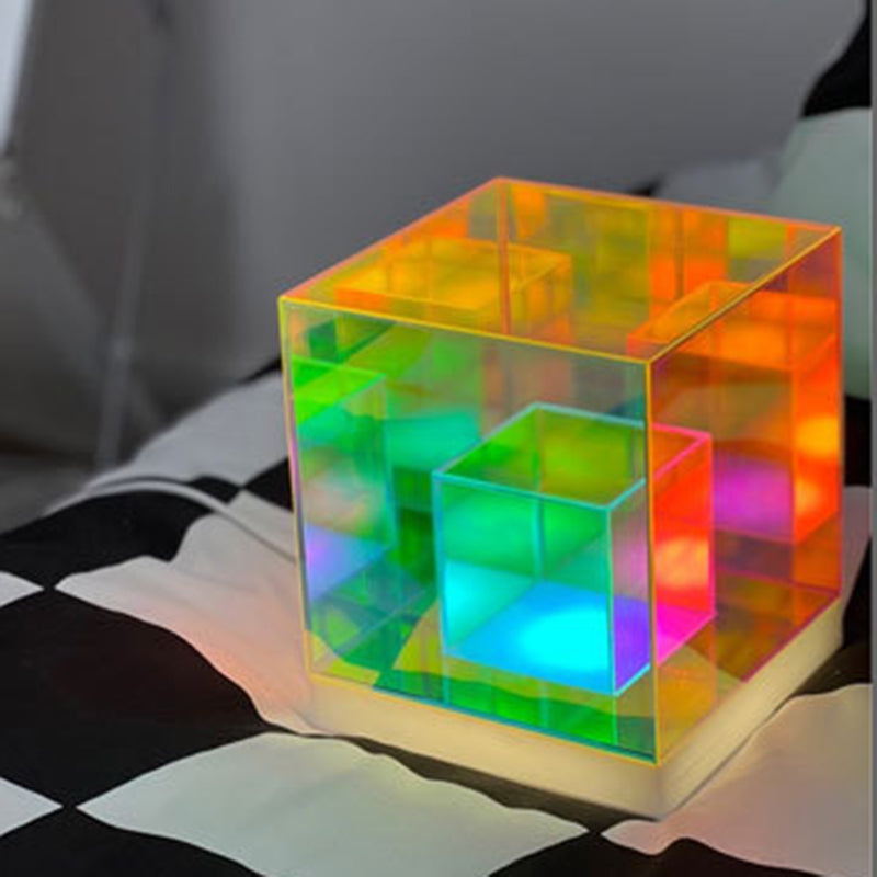 Acrylic Multicolor Diamond Cube Table Lamp