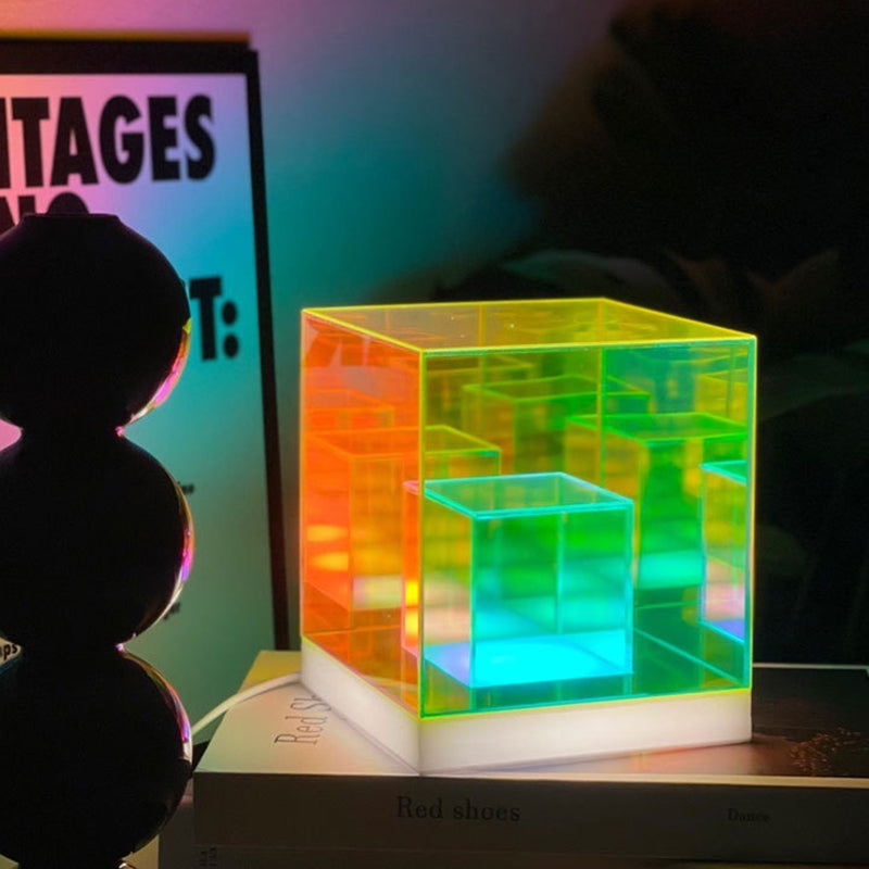 Acrylic Multicolor Diamond Cube Table Lamp