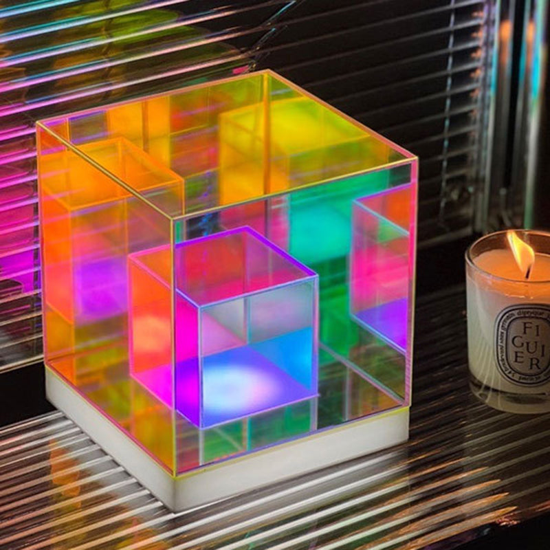 Acrylic Multicolor Diamond Cube Table Lamp