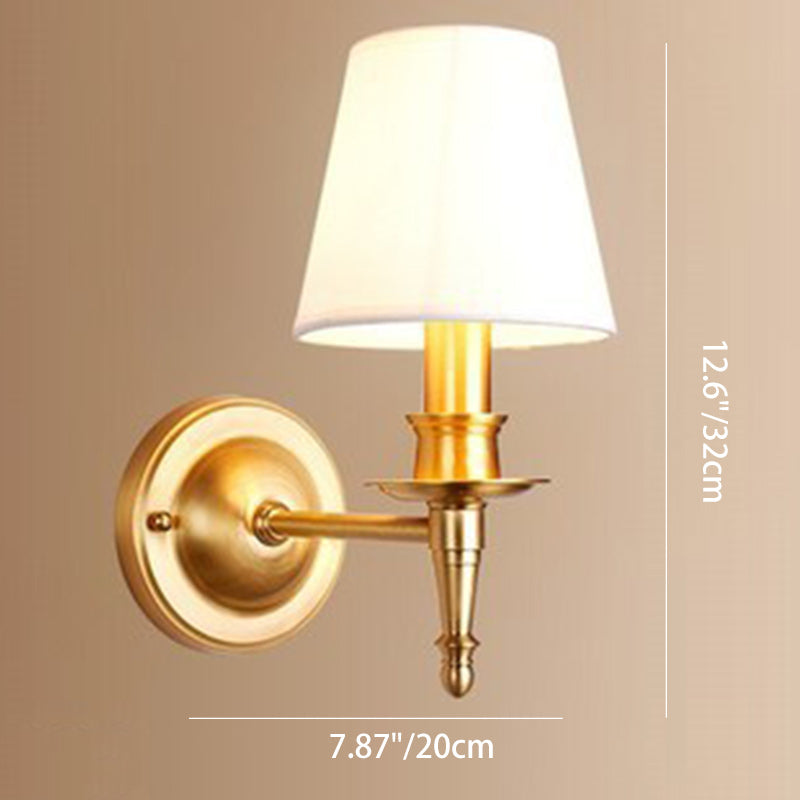 Brass Fabric Round Living Wall Lamp