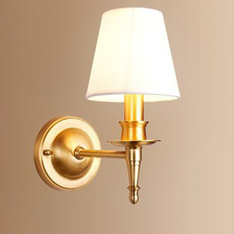 Brass Fabric Round Living Wall Lamp