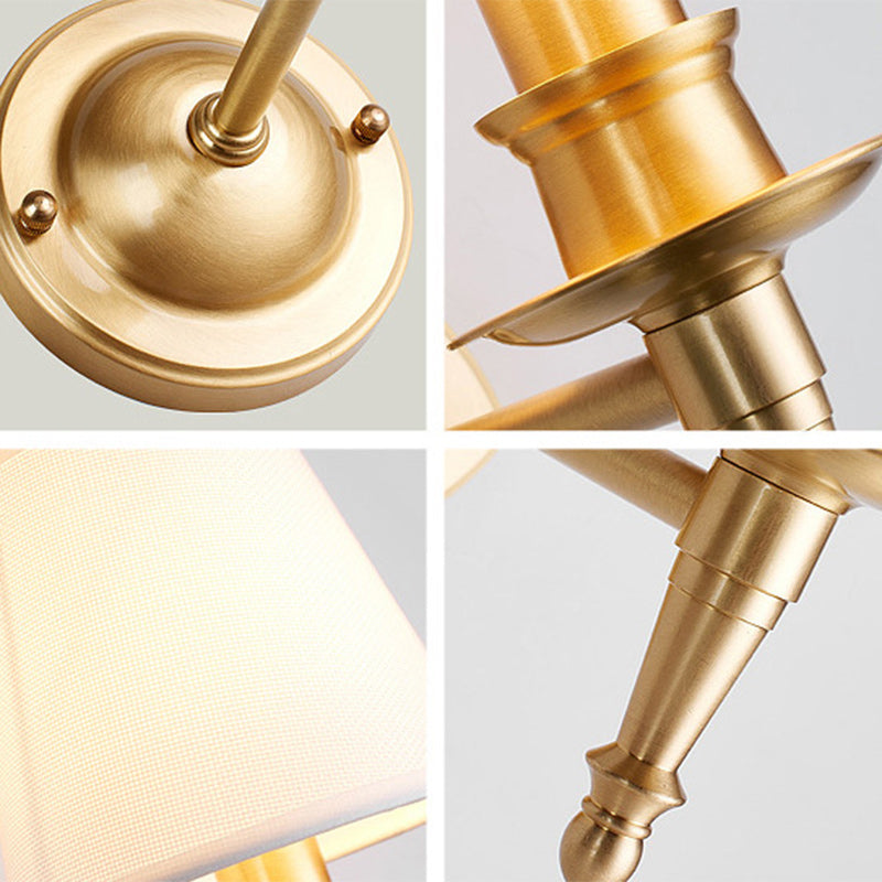 Brass Fabric Round Living Wall Lamp