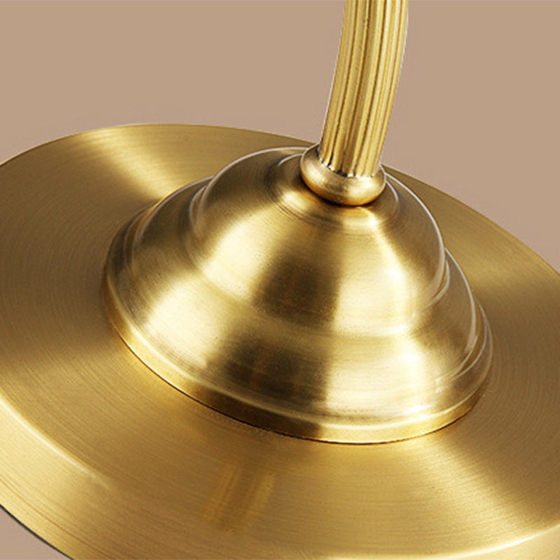 Brass Glass Floral Round Table Lamp