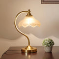 Brass Glass Floral Round Table Lamp