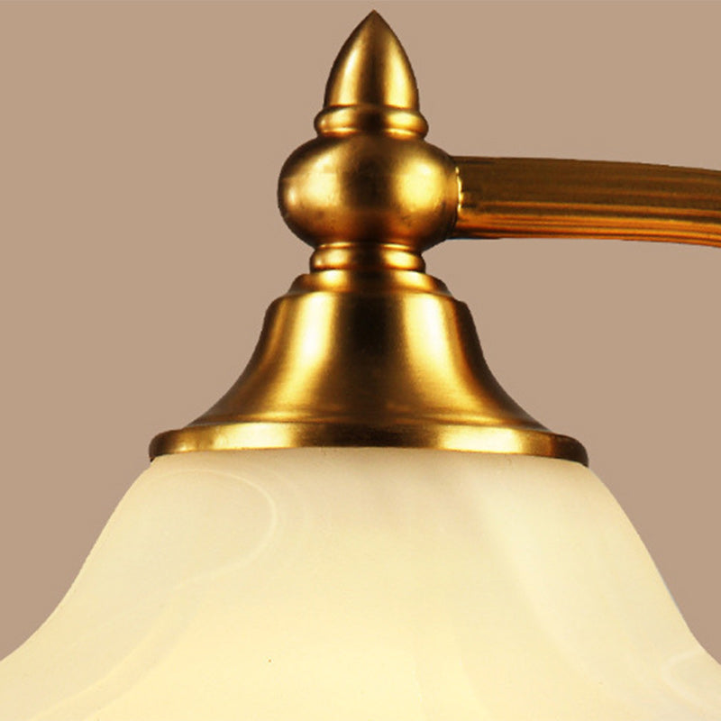 Brass Glass Floral Round Table Lamp