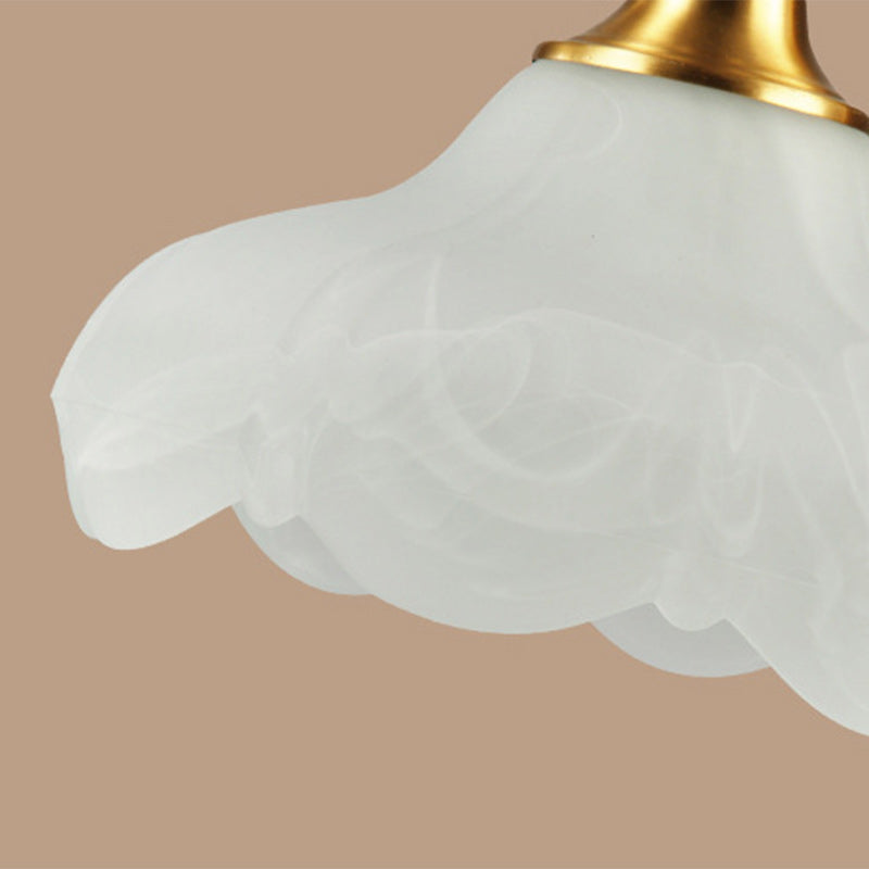 Brass Glass Floral Round Table Lamp