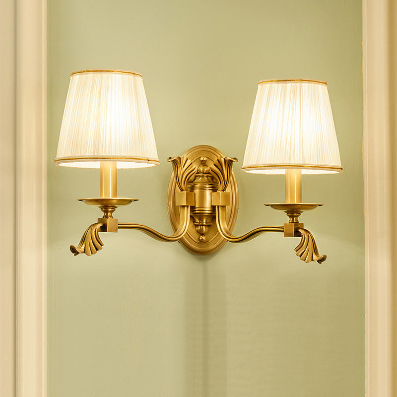 Brass Striped Fabric Candle Wall Lamp